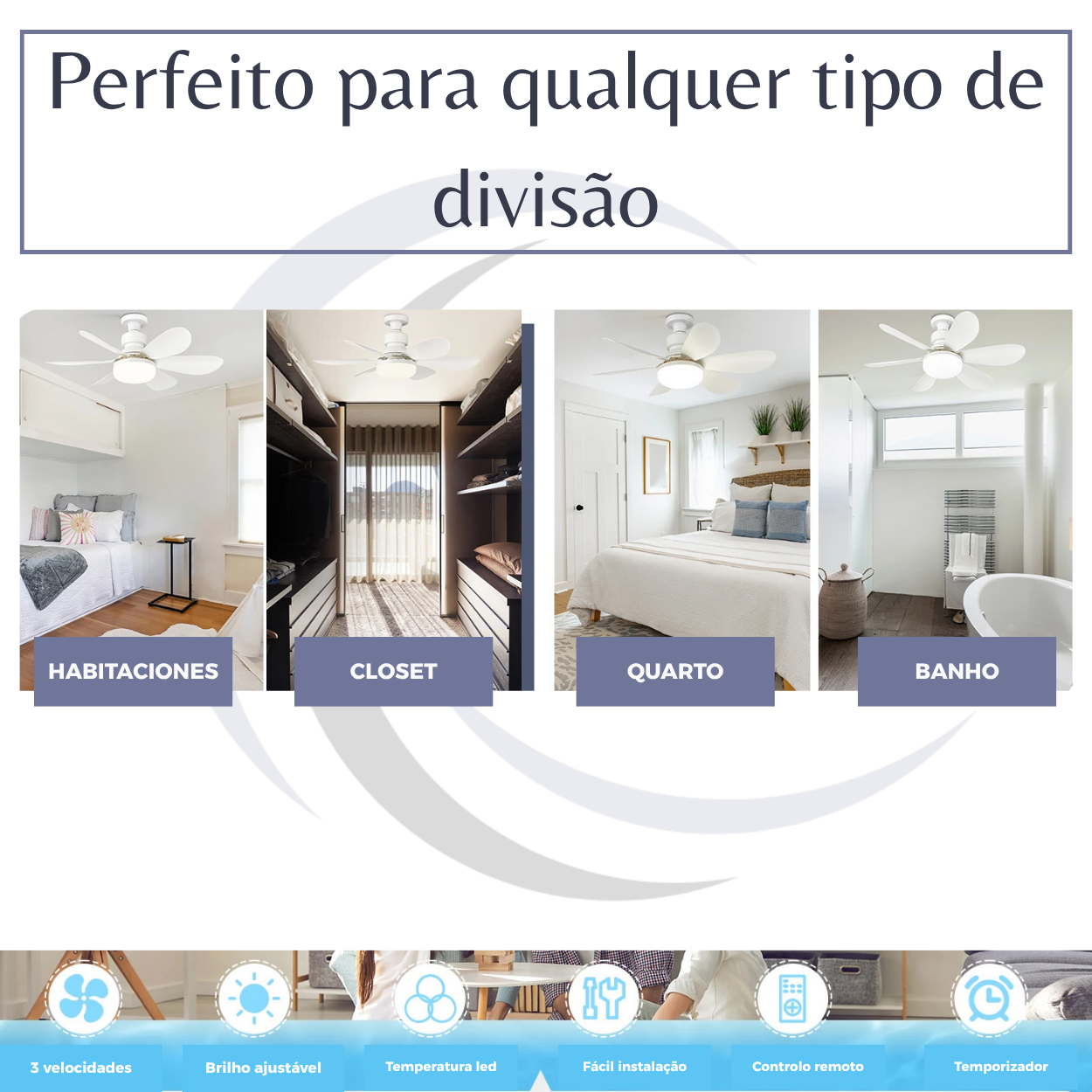 Ventoinha de teto com luz LED - LUMIFAN -