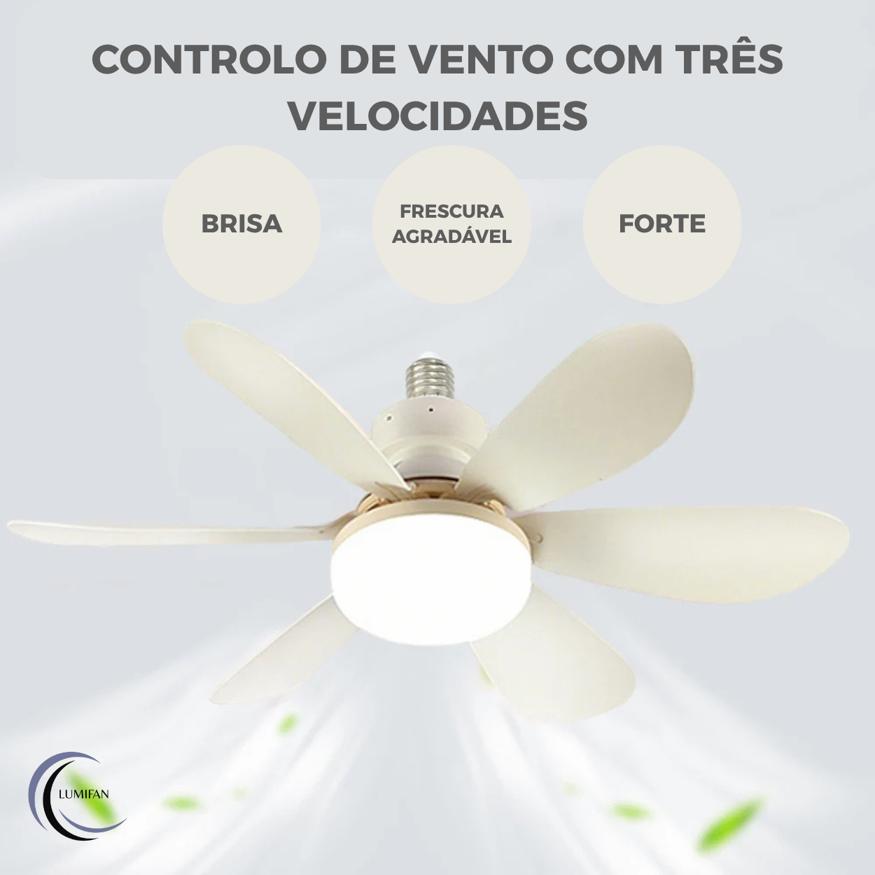 Ventoinha de teto com luz LED - LUMIFAN -