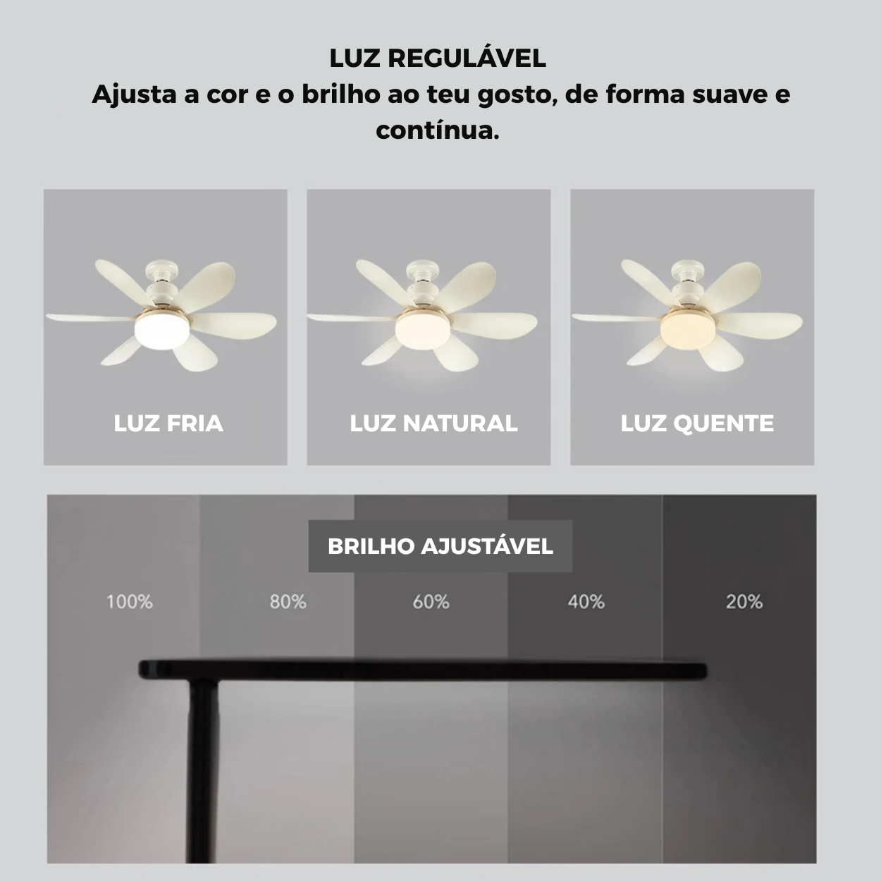Ventoinha de teto com luz LED - LUMIFAN -
