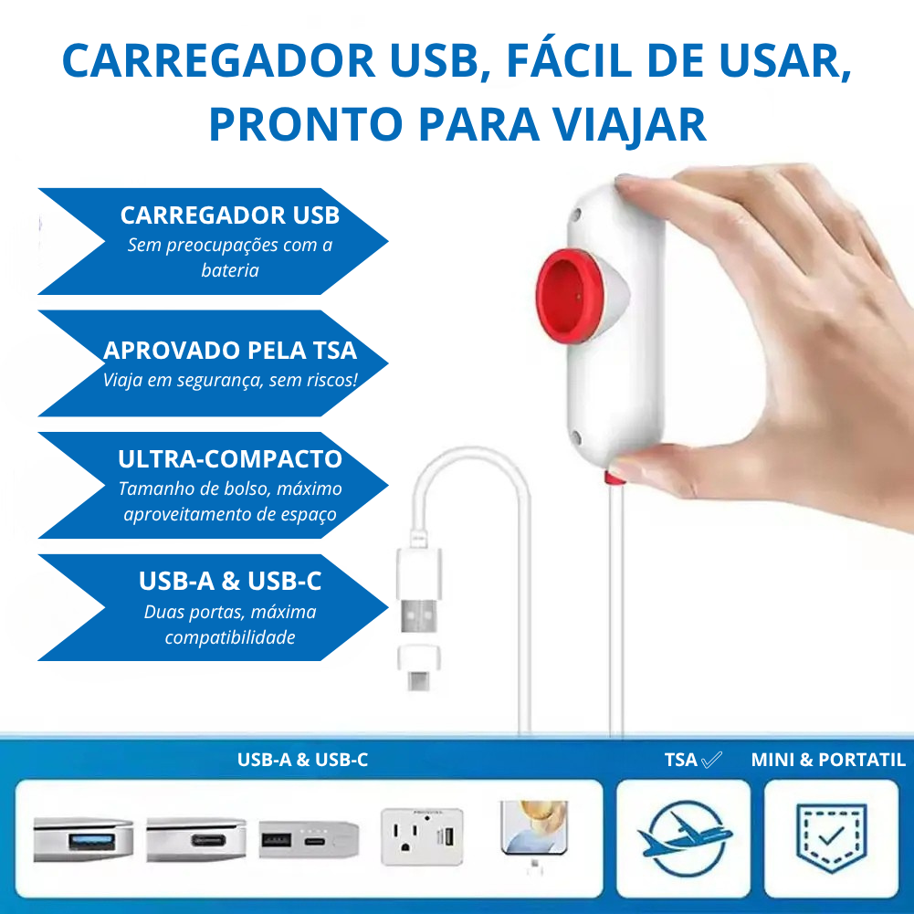 COMPACT-BAGS – Sacos de Vácuo para Viagem + Mini Aspirador USB