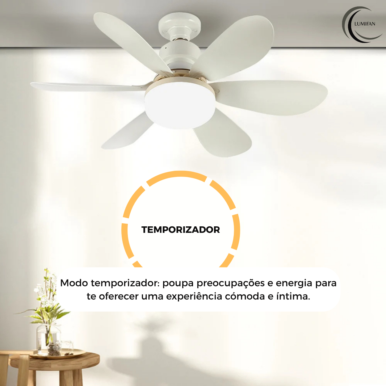 Ventoinha de teto com luz LED - LUMIFAN -