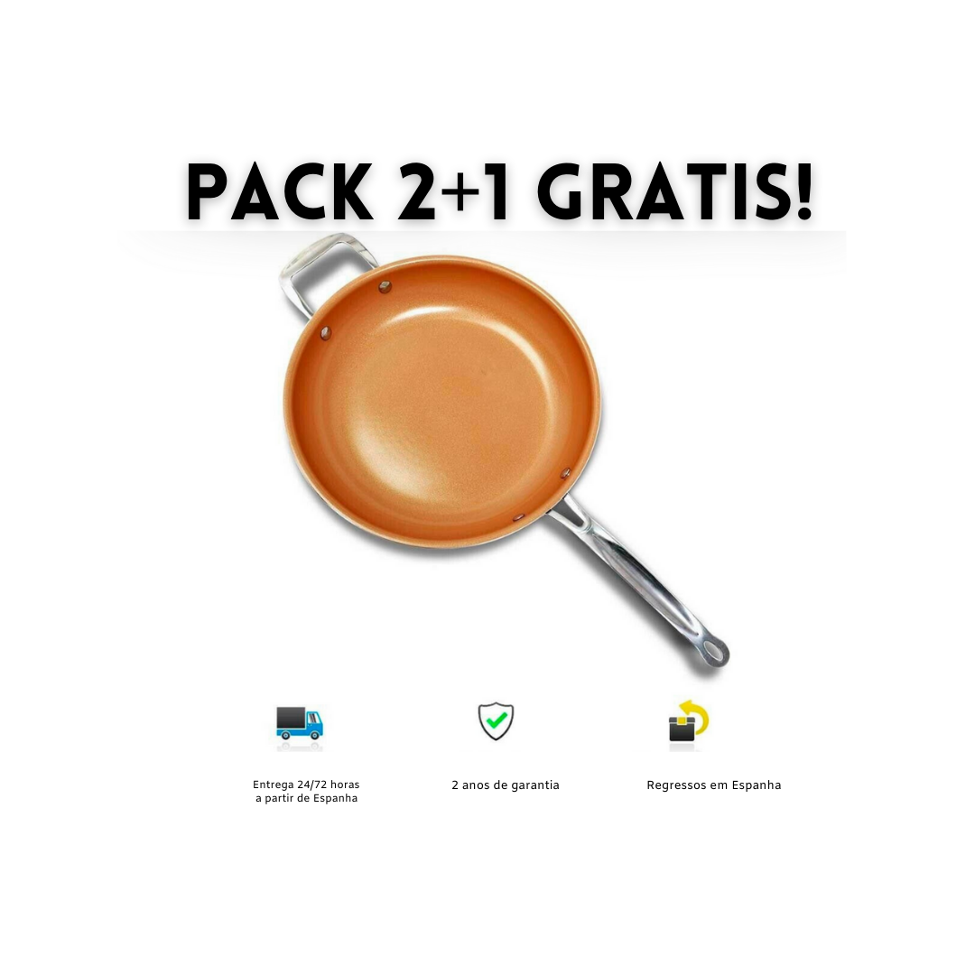 Conjunto de 2 frigideiras anti-aderentes +1 GRÁTIS!