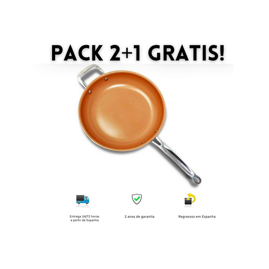 Conjunto de 2 frigideiras anti-aderentes +1 GRÁTIS!